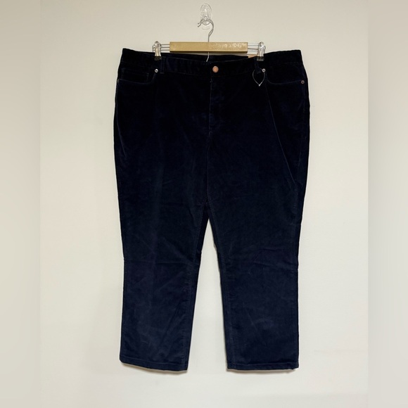 L.L. Bean Blue Favorite Fit Corduroy Pants Size 20 Petite Inseam Preppy Classic - Picture 1 of 8
